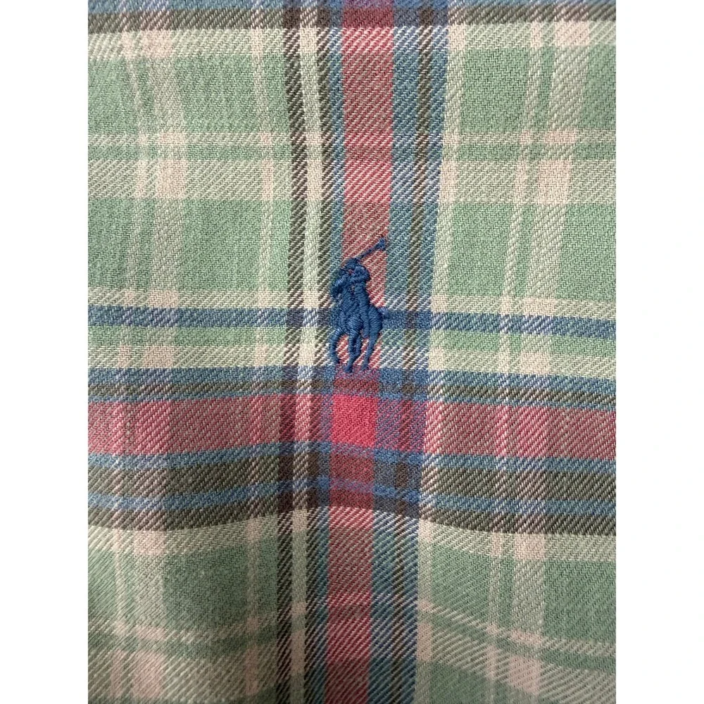 Polo Ralph Lauren Mens Classic Fit Plaid Flannel Shirt Green Red Blue Large